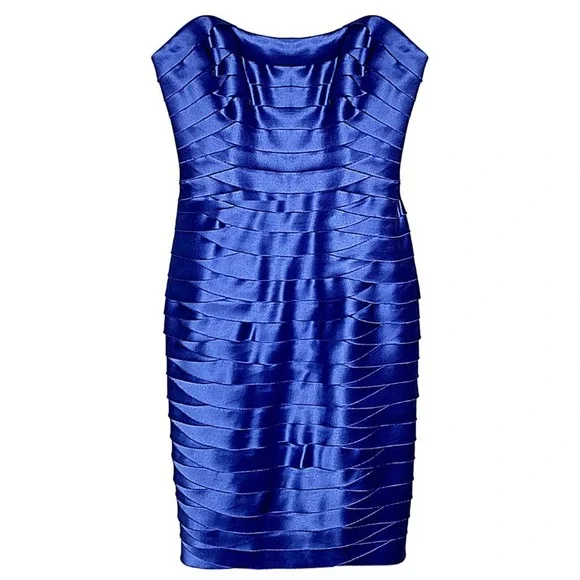 bcbg tiered satin dress BCBG Women's Hammered Satin Tiered Shift Dress - Soft Dusk Multi